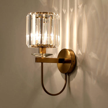 Isabelle Cylindrical Crystal Wall Sconce Gold Finish