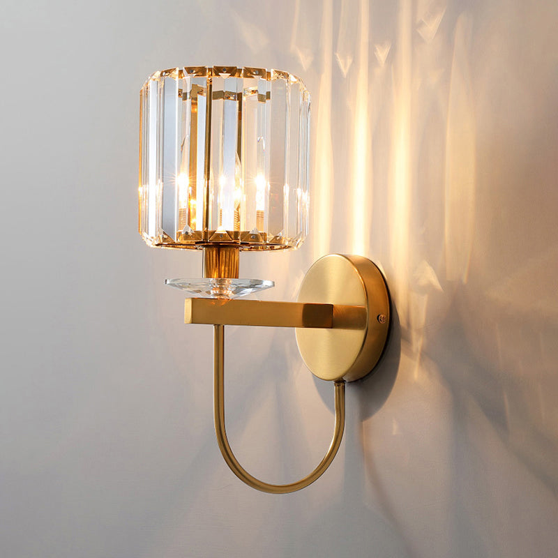 Isabelle Cylindrical Crystal Wall Sconce Gold Finish