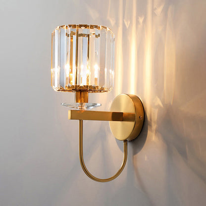 Isabelle Cylindrical Crystal Wall Sconce Gold Finish