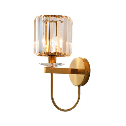 Isabelle Cylindrical Crystal Wall Sconce Gold Finish