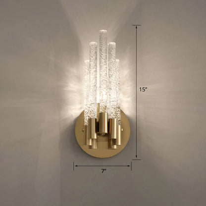 Camille Tubular Crystal Wall Sconce – Dual Light Brass Finish