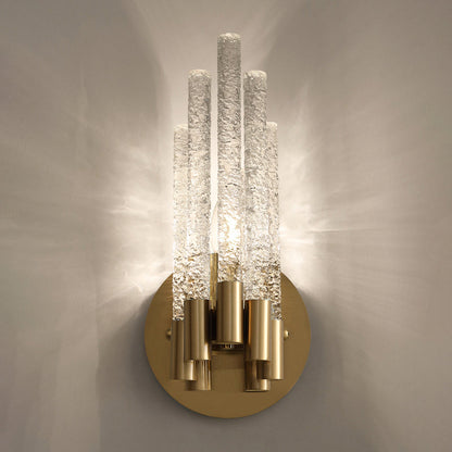 Camille Tubular Crystal Wall Sconce – Dual Light Brass Finish