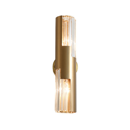 Amandine Minimalist Pole Wall Sconce 2-Head K9 Crystal Gold