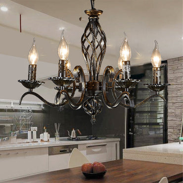 Noirville Traditional Black Candle Chandelier Pendant Light