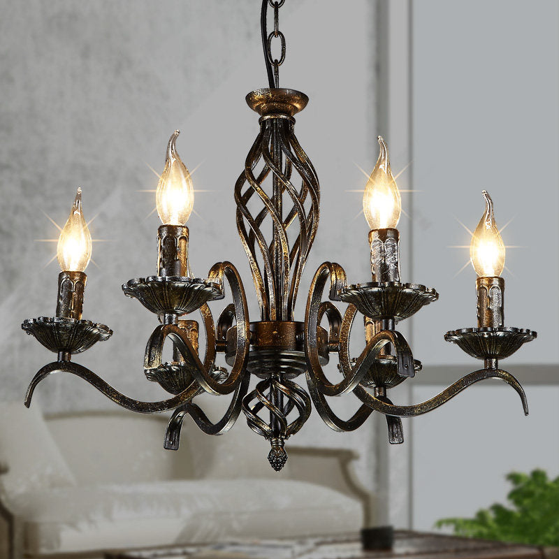 Noirville Traditional Black Candle Chandelier Pendant Light