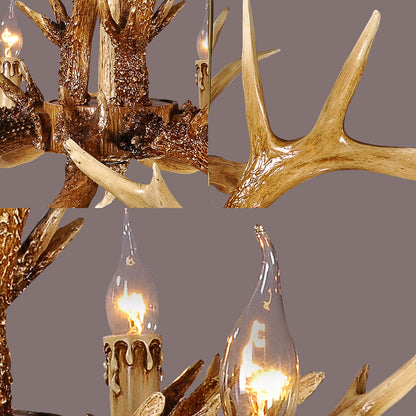 Adélie Rustic Antler Resin Chandelier Ceiling Light
