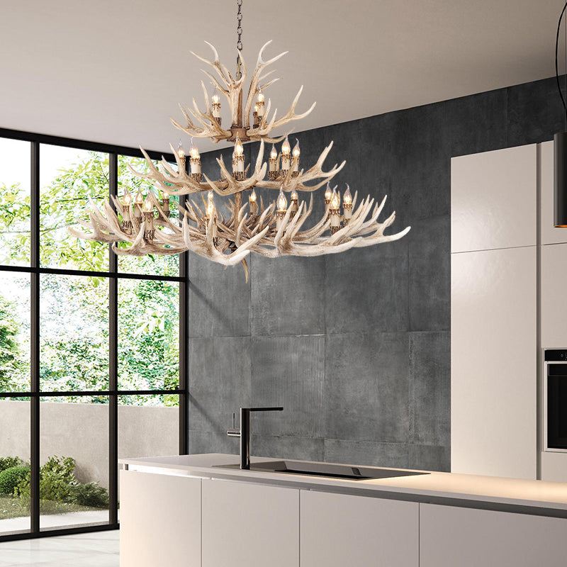 Isabelle Deer Antler Resin Chandelier