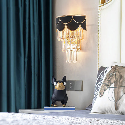 Isabelle Minimalist Tapered Crystal 3-Head Wall Sconce Black