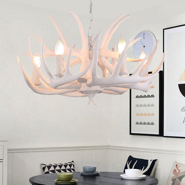 Valmont White Faux Antler Chandelier Pendant Light