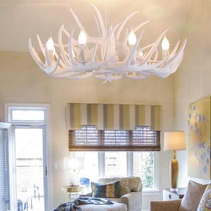 Valmont White Faux Antler Chandelier Pendant Light