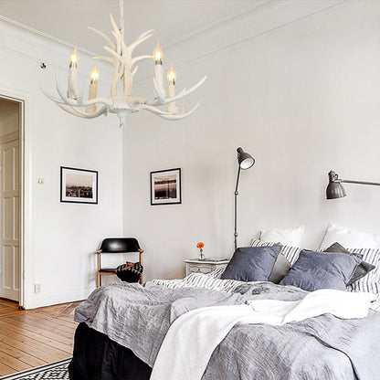 Camille White Rustic Candle Chandelier Pendant Light