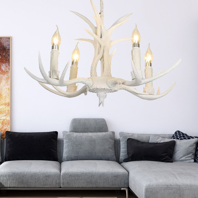 Camille White Rustic Candle Chandelier Pendant Light