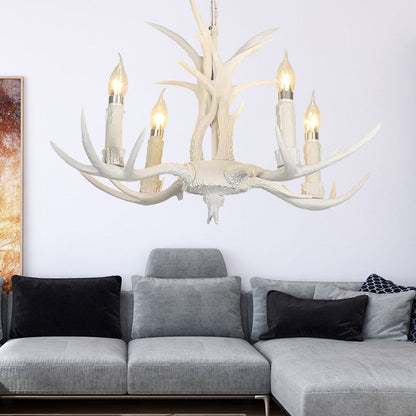 Camille White Rustic Candle Chandelier Pendant Light