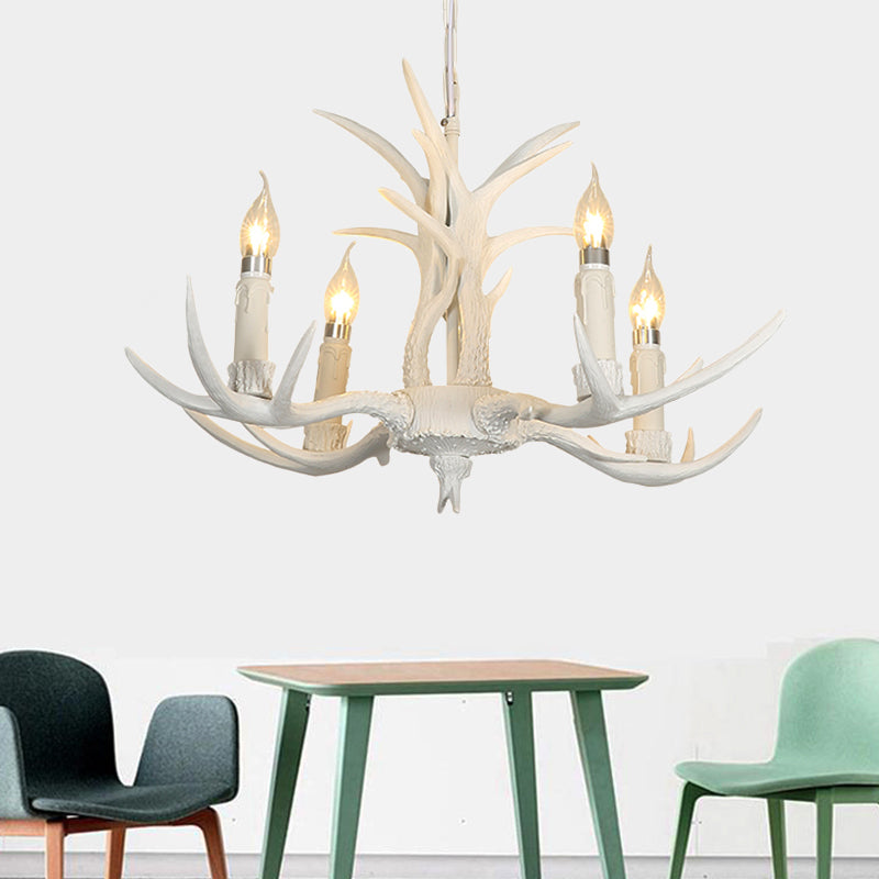 Camille White Rustic Candle Chandelier Pendant Light