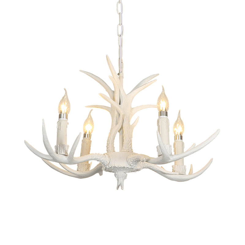 Camille White Rustic Candle Chandelier Pendant Light