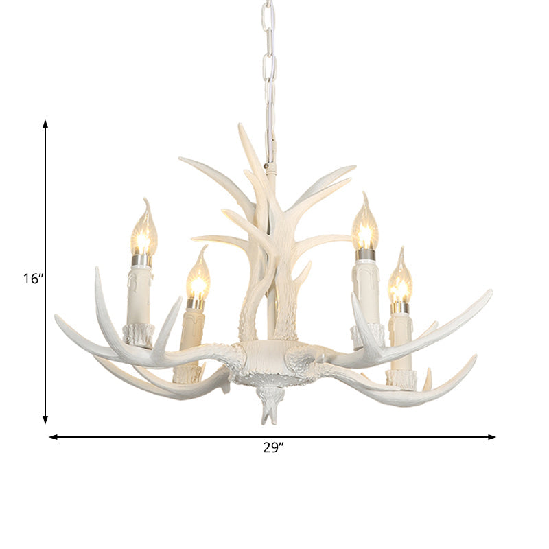 Camille White Rustic Candle Chandelier Pendant Light