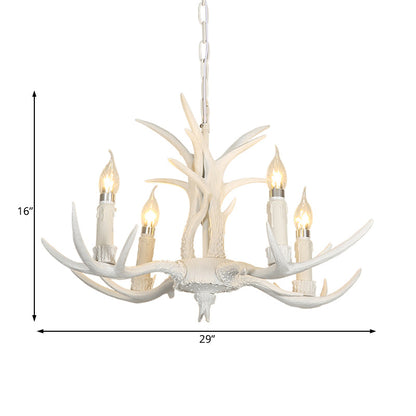 Camille White Rustic Candle Chandelier Pendant Light