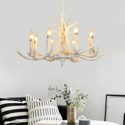 Camille White Rustic Candle Chandelier Pendant Light
