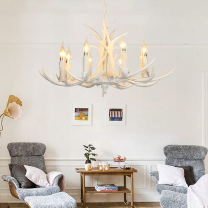 Camille White Rustic Candle Chandelier Pendant Light