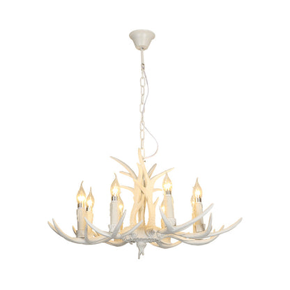 Camille White Rustic Candle Chandelier Pendant Light