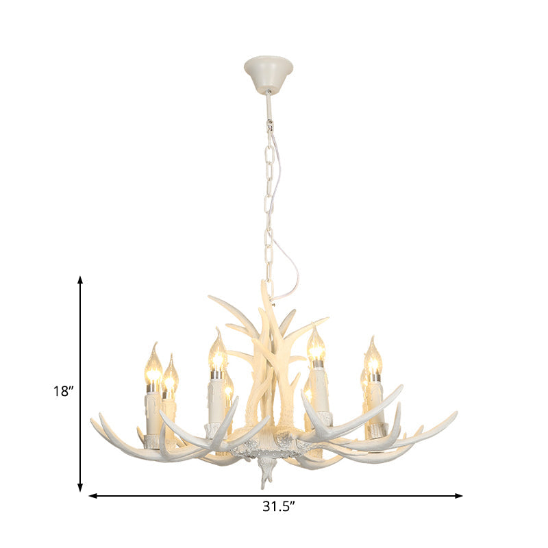 Camille White Rustic Candle Chandelier Pendant Light