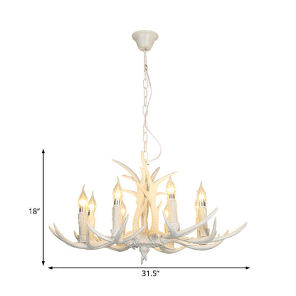 Camille White Rustic Candle Chandelier Pendant Light