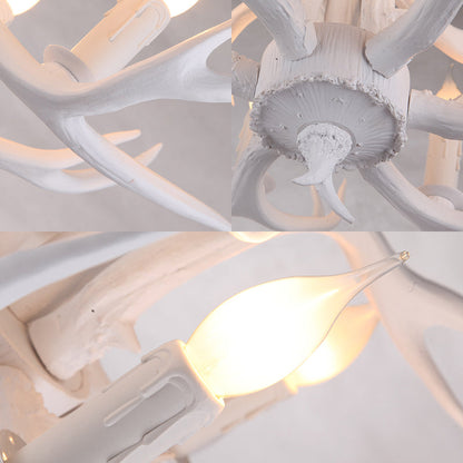 Camille White Rustic Candle Chandelier Pendant Light