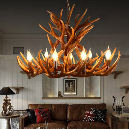 Bastien Rustic 9-Light Resin Candelabra Chandelier Pendant