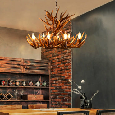 Bastien Rustic 9-Light Resin Candelabra Chandelier Pendant