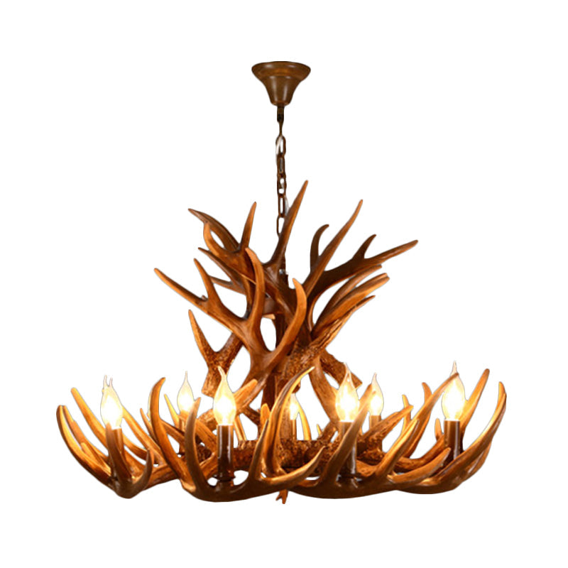 Bastien Rustic 9-Light Resin Candelabra Chandelier Pendant