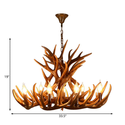 Bastien Rustic 9-Light Resin Candelabra Chandelier Pendant