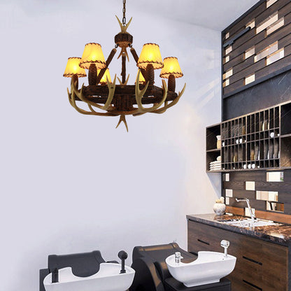 Éloise Rustic Cone Fabric Shade Chandelier Pendant Light