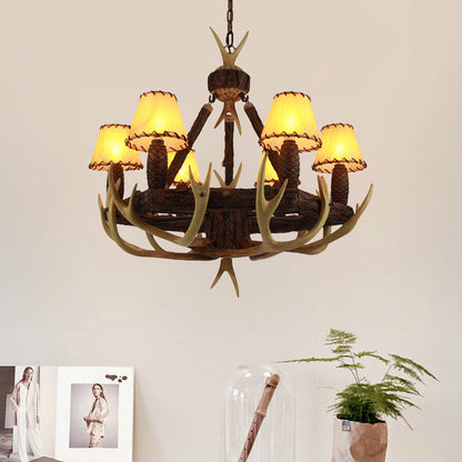 Éloise Rustic Cone Fabric Shade Chandelier Pendant Light
