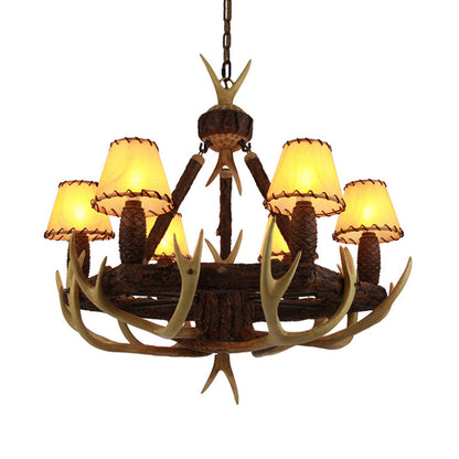 Éloise Rustic Cone Fabric Shade Chandelier Pendant Light