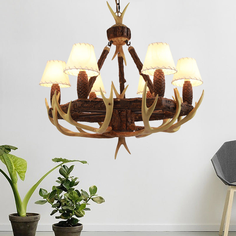 Éloise Rustic Cone Fabric Shade Chandelier Pendant Light
