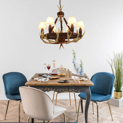 Éloise Rustic Cone Fabric Shade Chandelier Pendant Light