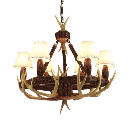 Éloise Rustic Cone Fabric Shade Chandelier Pendant Light