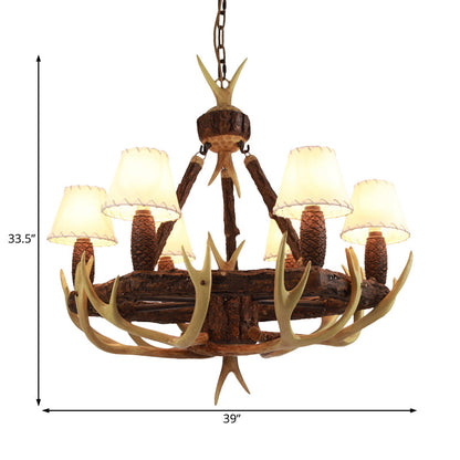 Éloise Rustic Cone Fabric Shade Chandelier Pendant Light
