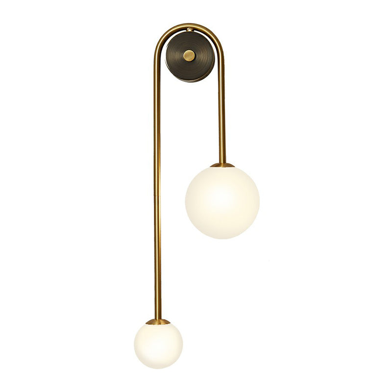 Élodie Brass Arc Wall Sconce with Opal Glass Shades