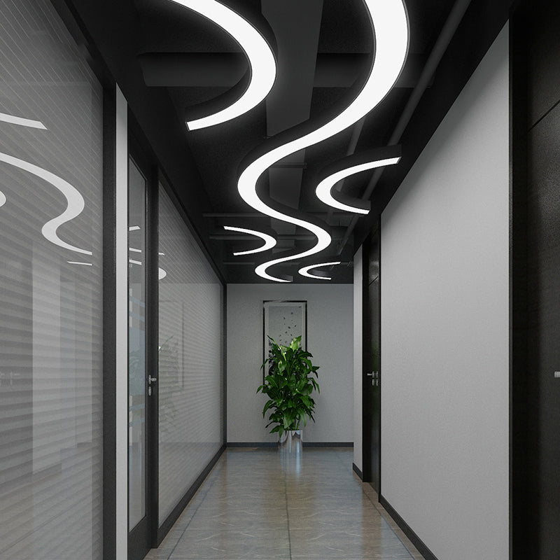 Camille Black Arc LED Linear Chandelier Pendant Light