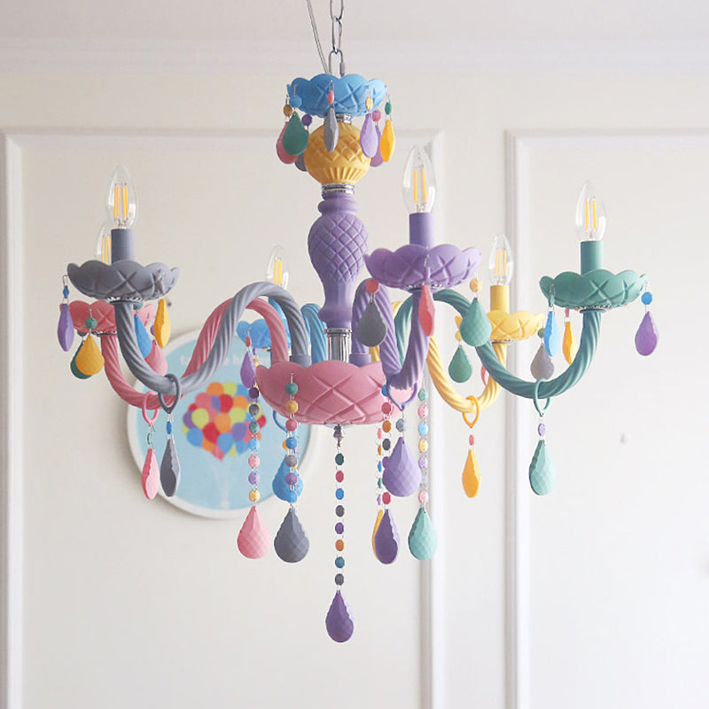 Amélie Purple Macaron Glass Kids Candelabra Chandelier