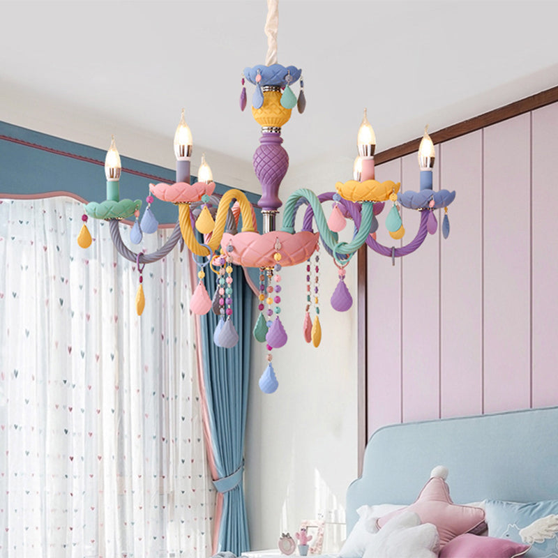 Amélie Purple Macaron Glass Kids Candelabra Chandelier