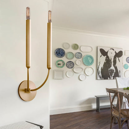 Adeline Tube Wall Sconce in Black and Brass
