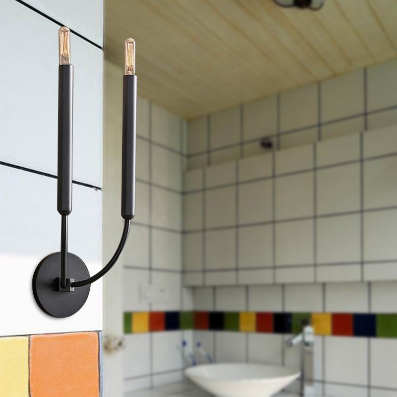 Adeline Tube Wall Sconce in Black and Brass