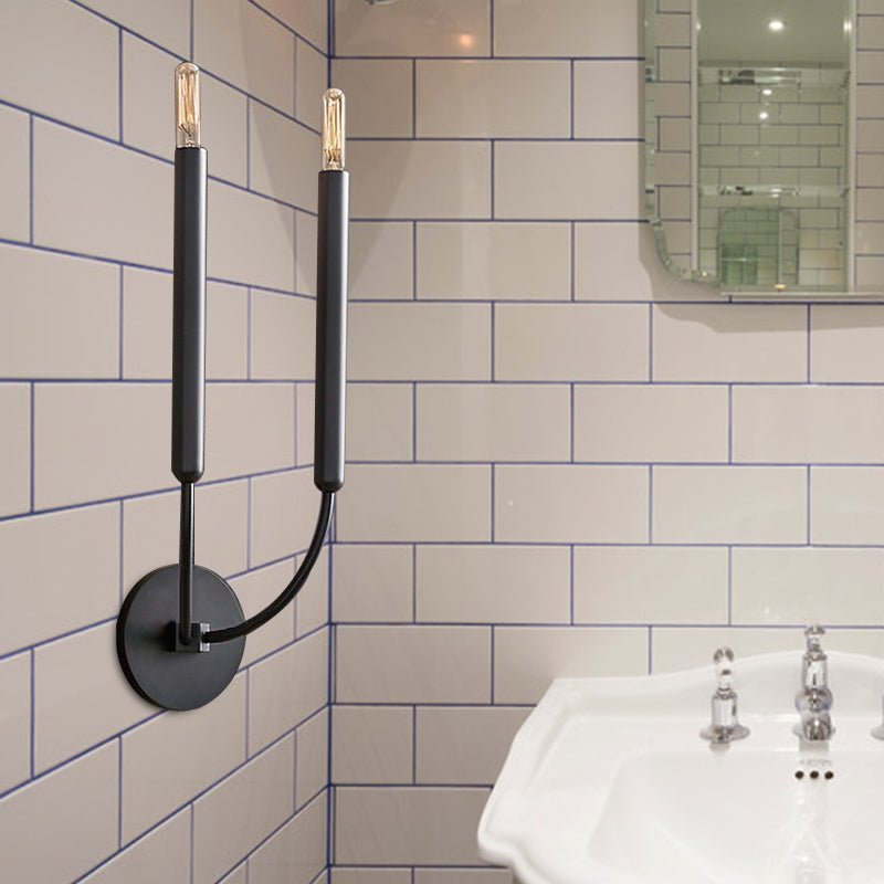 Adeline Tube Wall Sconce in Black and Brass