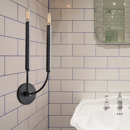 Adeline Tube Wall Sconce in Black and Brass