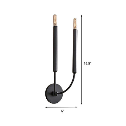 Adeline Tube Wall Sconce in Black and Brass