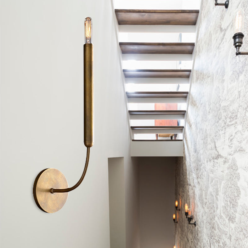 Adeline Tube Wall Sconce in Black and Brass