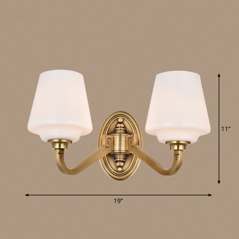 Opaline Glass Conical Wall Sconce – Minimalist Bedside Wall Lamp