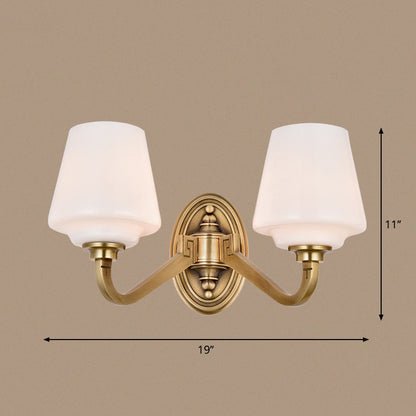 Opaline Glass Conical Wall Sconce – Minimalist Bedside Wall Lamp